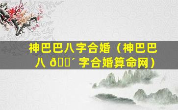 神巴巴八字合婚（神巴巴八 🌴 字合婚算命网）